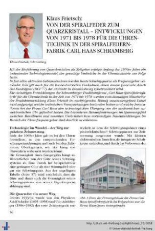 Von der Spiralfeder zum Quarzkristall – Entwicklungen von 1971 bis 1978 für die Uhrentechnik in der Spiralfedern-Fabrik Carl Haas Schramberg.