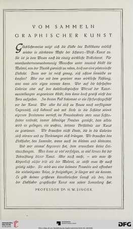 Vom Sammeln graphischer Kunst