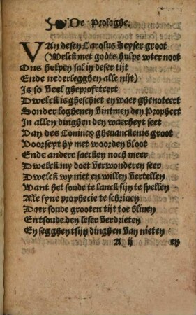 Een Schoone waercondinge van Carolus Roomsch Keyser hoe datter eenen Slach gheschieden sal