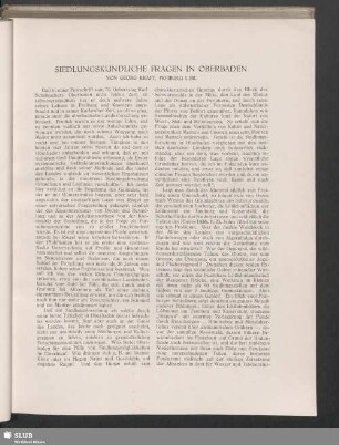 Siedlungsurkundliche Fragen In Oberbaden