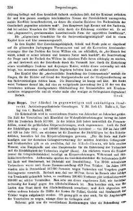 334-335, Hugo Hoppe. Der Alkohol im gegenwärtigen und zukünftigen Strafrecht. 1907