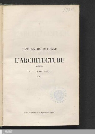 9: Dictionnaire raisonné de l'architecture française du XIe au XVIe siècle