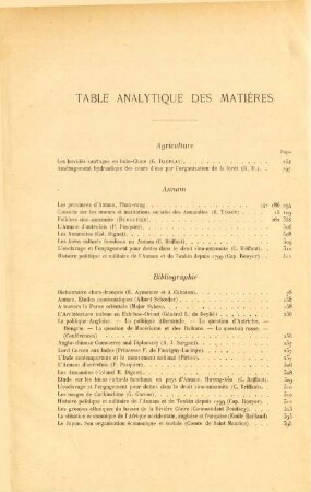 Table analytique des matières