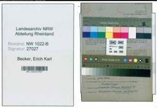 Entnazifizierung Erich Karl Becker , geb. 21.04.1908 (Betriebsdisponent)