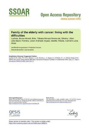 Family of the elderly with cancer: living with the difficulties