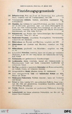 Einrichtungsgegenstände (Nr. 386-456)