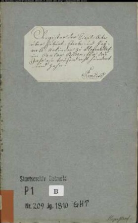 Zivilstandsregister der katholischen Gemeinde Hegensdorf, Kreis Büren (GAHT 1810) (Gemeinde: Katholische Gemeinde Hegensdorf)