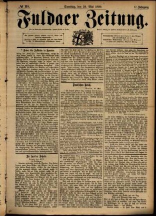 Ausgabe vom Samstag, den 24. Mai 1890.