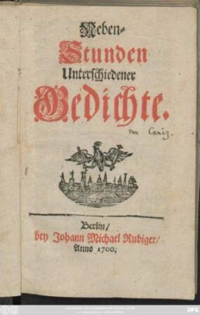 Neben-Stunden Unterschiedener Gedichte