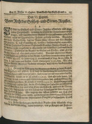 Das VI. Capitel, Vom Recht der Geschoß- und Steuer-Register