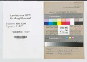 Entnazifizierung Peter Hamacher, geb. 27.10.1902 (Telegrafenassistent)