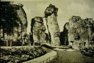 Repro, s/w, Externsteine, Gesamtansicht, Teutoburger Wald
