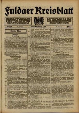 Zweite Ausgabe vom Dienstag, den 07. Juli 1914.