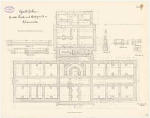 Land- und Amtsgericht, Schweidnitz Geschäftshaus: Grundriss der Fundamentmauern 1:100