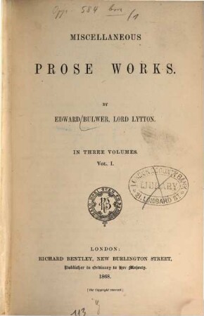 Miscellaneous Prose Works : In Three Volumes. 1