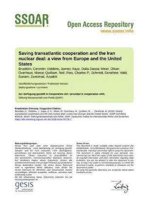 Saving transatlantic cooperation and the Iran nuclear deal: a view from Europe and the United States