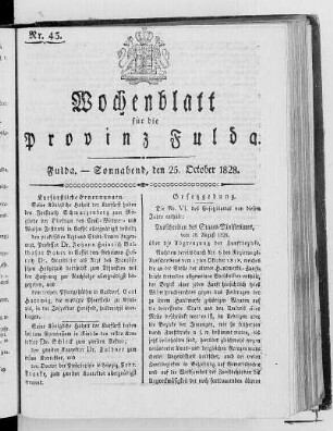 Nr. 43, Ausgabe vom 25. Oktober 1828