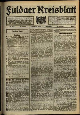 Zweite Ausgabe vom Dienstag, den 13. Dezember 1910.