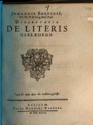 Diss. de literis Hebraeorum