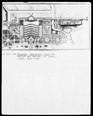 Potsdam, Schloß Sanssouci, Plan von Schloß und Garten