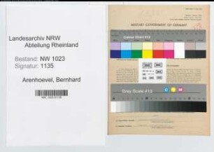 Entnazifizierung Bernhard Arenhoevel , geb. 07.07.1906 (Lehrer)