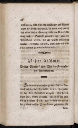 Fünfter Abschnitt. Dritter Einwurf vom Eide der Freymäurer hergenommen.