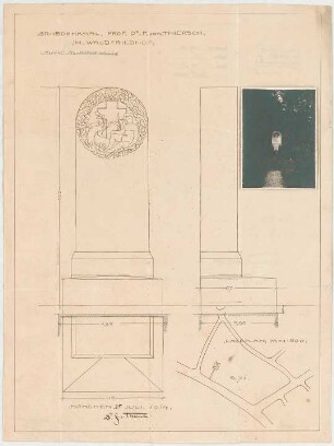 Thiersch, Friedrich von; München; Familiengrab Thiersch - Lageplan, Grundriss, Ansichten