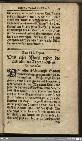 Das VII. Capitel. Das erste Mittel wider die Schrecken des Todes: Offt an ihn gedencken