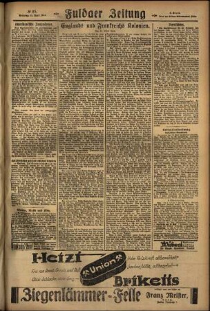 Zweite Ausgabe vom Sonntag, den 12. April 1925.