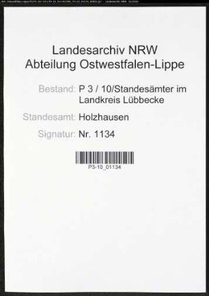 Sterberegister Standesamt Holzhausen