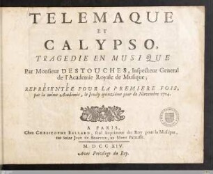 Telemaque Et Calypso : Tragedie En Musique