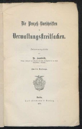 Die Prozeß-Vorschriften in Verwaltungsstreitsachen
