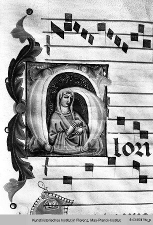 Graduale I : Initiale G mit einer weiblichen Figur mit einem Salbgefäß (Maria Magdalena?)