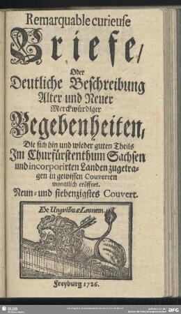 Neun- und siebenzigstes Couvert