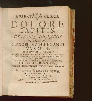 Dissertatio Medica De Dolore Capitis
