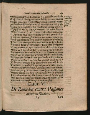 Caput VI. De Remediis contra Passiones animi in Iudice.
