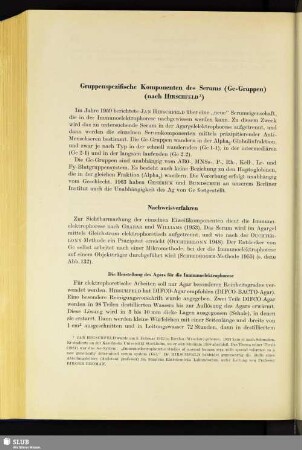 Gruppenspezifische Komponenten des Serums (Gc-Gruppen) (nach Hirschfeld)