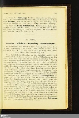 XII. Route. Komotau – Klösterle – Kupferberg – Oberwiesenthal