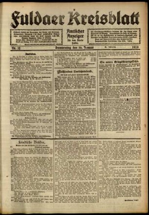 Ausgabe vom Donnerstag, den 16. Januar 1919.