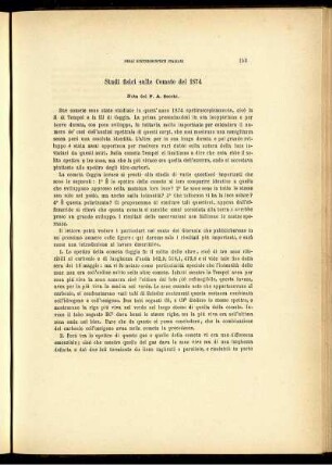 Studi fisici sulle Comete del 1874