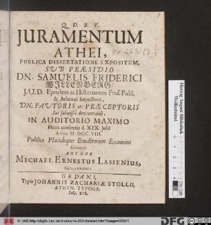 Juramentum Athei, Publica Dissertatione Expositum