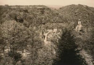 Tharandt, Blick vom Forstgarten nach Osten zur Stadtkirche