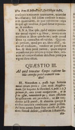 102-119, Quaestio III. Ad quid teneatur Caupo ratione luridae cerevisae pretio ordinario venditae?