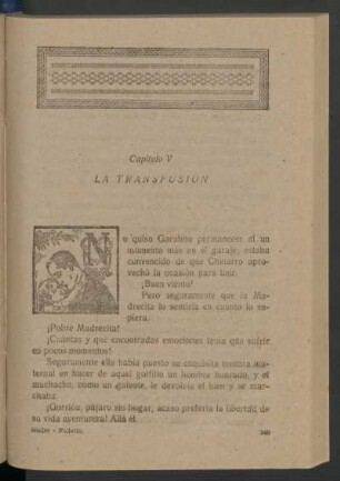 Capítulo V - La transfusión