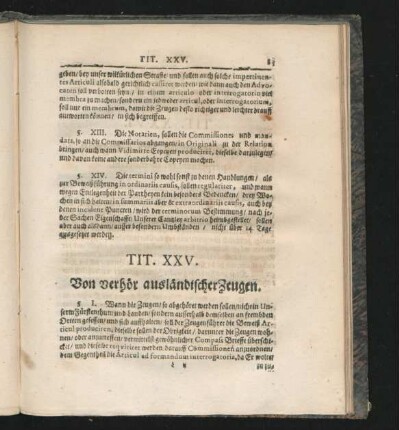 Tit. XXV. Von verhör ausländischer Zeugen.