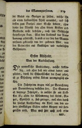 Erster Abschnitt. Von der Ausdünstung.