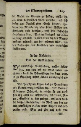 Erster Abschnitt. Von der Ausdünstung.