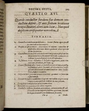 Quæstio XVI. Quando conductor fundum sive domum conductam deserit [...]