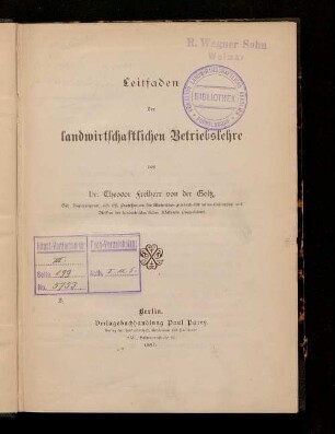 Leitfaden der landwirtschaftlichen Betriebslehre