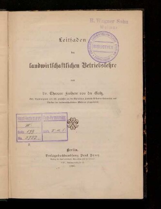 Leitfaden der landwirtschaftlichen Betriebslehre